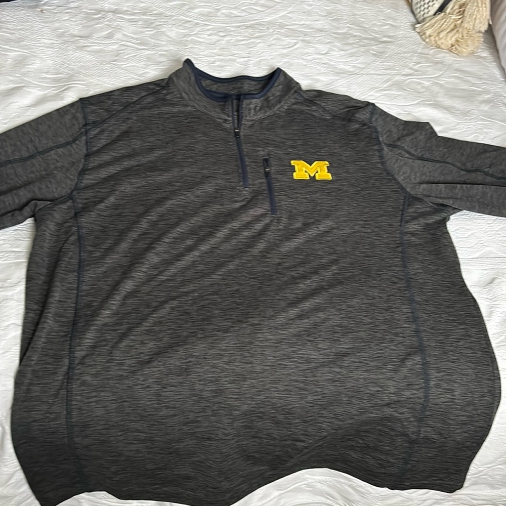 Quarter Zip Sweatshirt, University of Michigan block M logo, XL